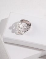 Sterling silver shell bead ring 114700