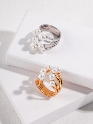 Sterling silver shell bead ring 114700